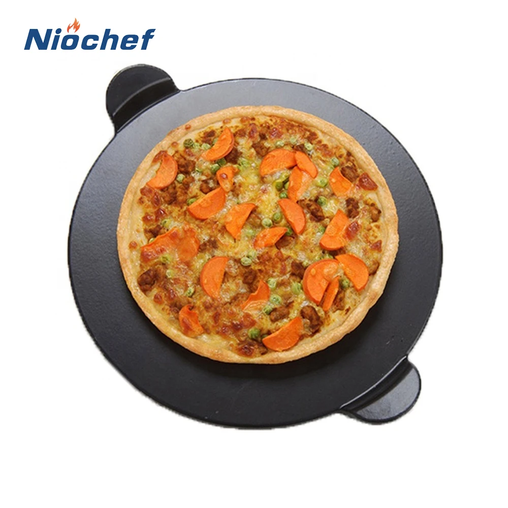 13InchPizzaStoneBlackRoundNonstickBakingPanFireresistant
