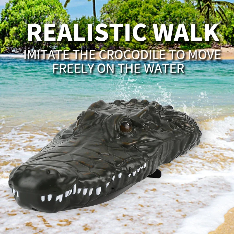 Crocodile Rc Boat 2In1 Ship Simulation Animal Waterproof Remote Control Alligator Electric Summer Water Pool Toys Gift for Kids