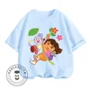 Fun Boys Girls Fashion T-shirt Dora Animated Cartoon Printed Kids T-shirt Hip Hop Boys Clothes White Short Sleeve Shirt Top 1