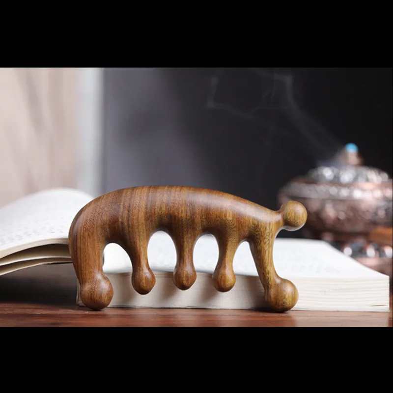 

Professional Health Care Massage Comb Anti-static Green Sandalwood Hair Comb Handmade Wooden Hair Brush Birthday Gift