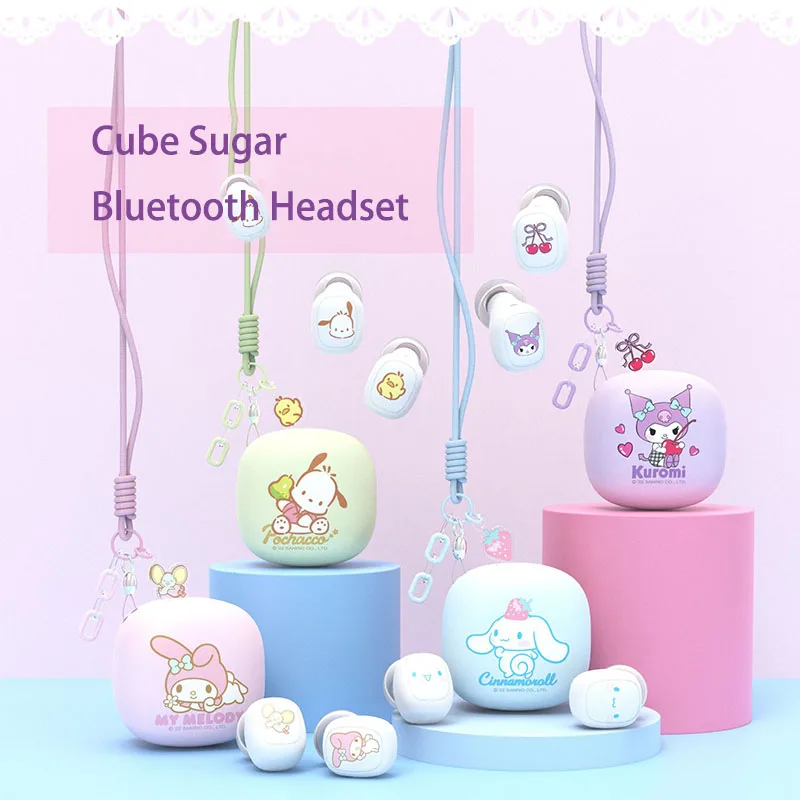 

Sanrioed Kuromi My Melody Bluetooth Headset Wireless Headphones New Cute In-ear Portable Noise Reduction Long Battery Life Gifts