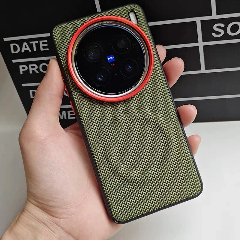 Magnetic Wireless Charging Woven Faux Leather Phone Case