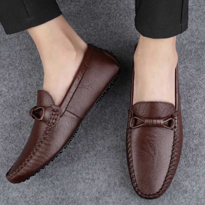 Hot selling Business men's loafers Classic retro gentleman style Outdoor leisure walking Daily office Slip on Black brown shoes 4