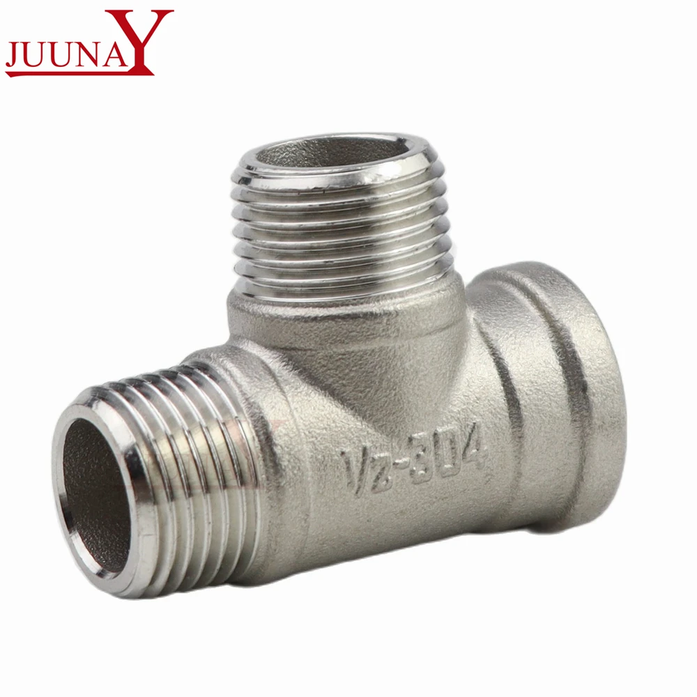 Pipe Fitting Tee Adapter 1/4" 3/8" 1/2" 3/4" 1" 1-1/4" 1-1/2" 2" BSP Male Female Tee 3 Ways Splitter 304 Stainless Steel Pipe Fitting Connector Water Gas
