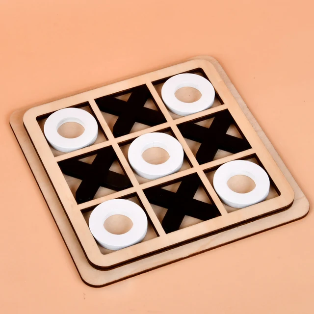 Toy Wooden Tic-Tac-Toe Chess Three Line OX Puzzle Board Party Table Games Building Blocks Toys For Kids Children Early Education 5