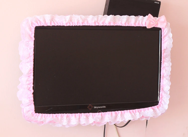 24-48INCHES Fabric TV Circle Power on Without Taking Out Dust Cover Monitor Screen Home Decorations Dust Cover with Elastic