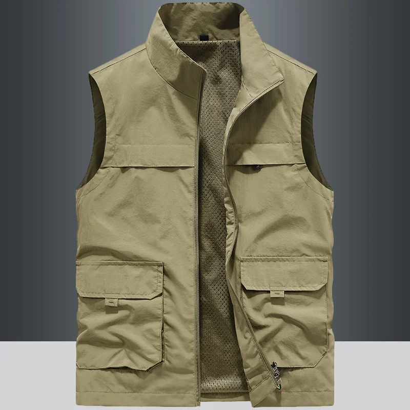 

Summer Vest Men Outdoors Gilets Photography Camping Coat Men's Vests Man Male Outerwear Tool Luxury Sleeveless Work Zip Jacket