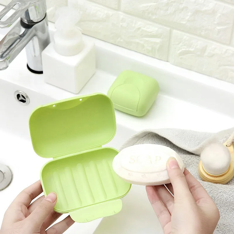 soap box Portable Travel Soap Box Container Bathroom Acc Home Plastic Soap-Boxes with Cover Small/big Sizes Candy Color Soaps Dish Holder