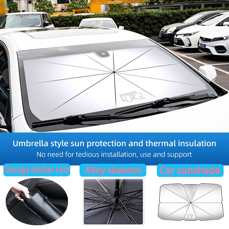 폭스바겐용 자동차 햇빛가리개 앞 유리 접이식 단열 파라솔, 폭스바겐 VW GTI R 골프 폴로 티구안 파사트 제타 라비다 ..