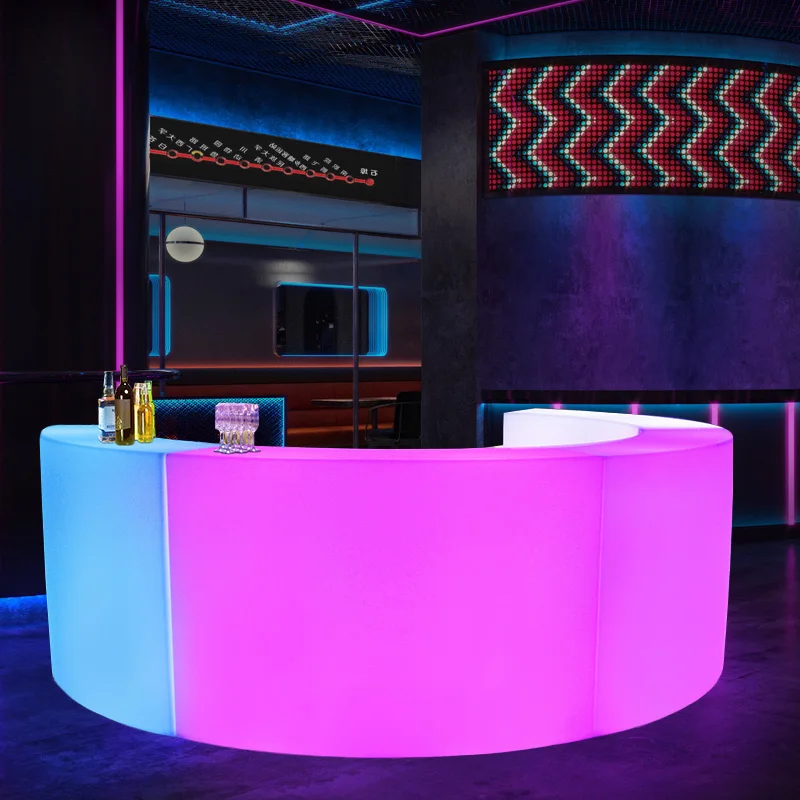 Circular LED Luminous Bar Scattering Table DJ Blending Table Hotel Front Desk Creative Furniture Outdoor Props