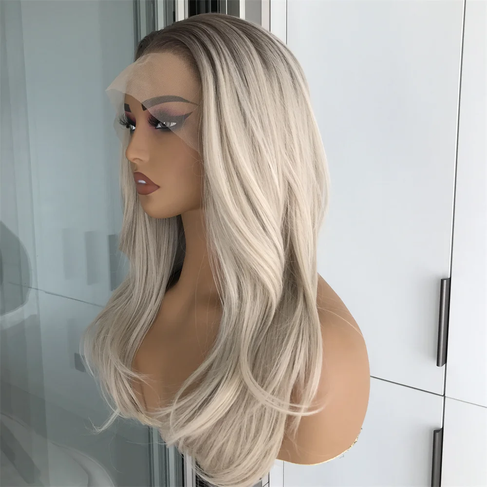 Ombre Blonde 13x4 Synthetic Lace Front Wig for Women Pre Plucked Hairline Natural Looking Heat Resistant Fiber Hair