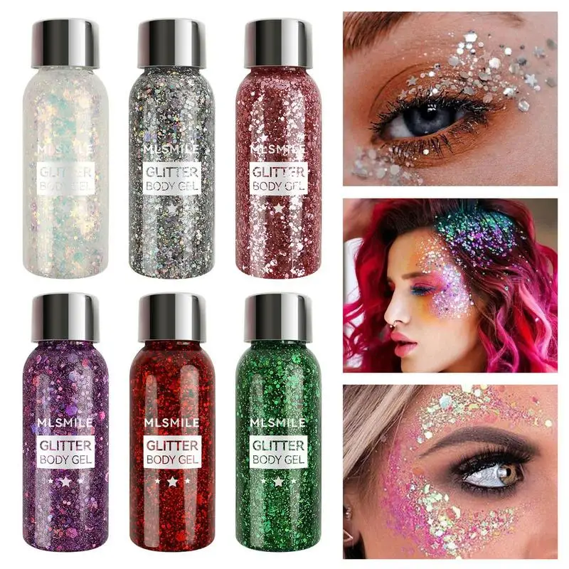 Body Glitter Laser Gel , Mermaid Scales Dance Stage Nightclub Makeup ,  Multi-color Makeup Sparkling Gel ( 9 Colors )