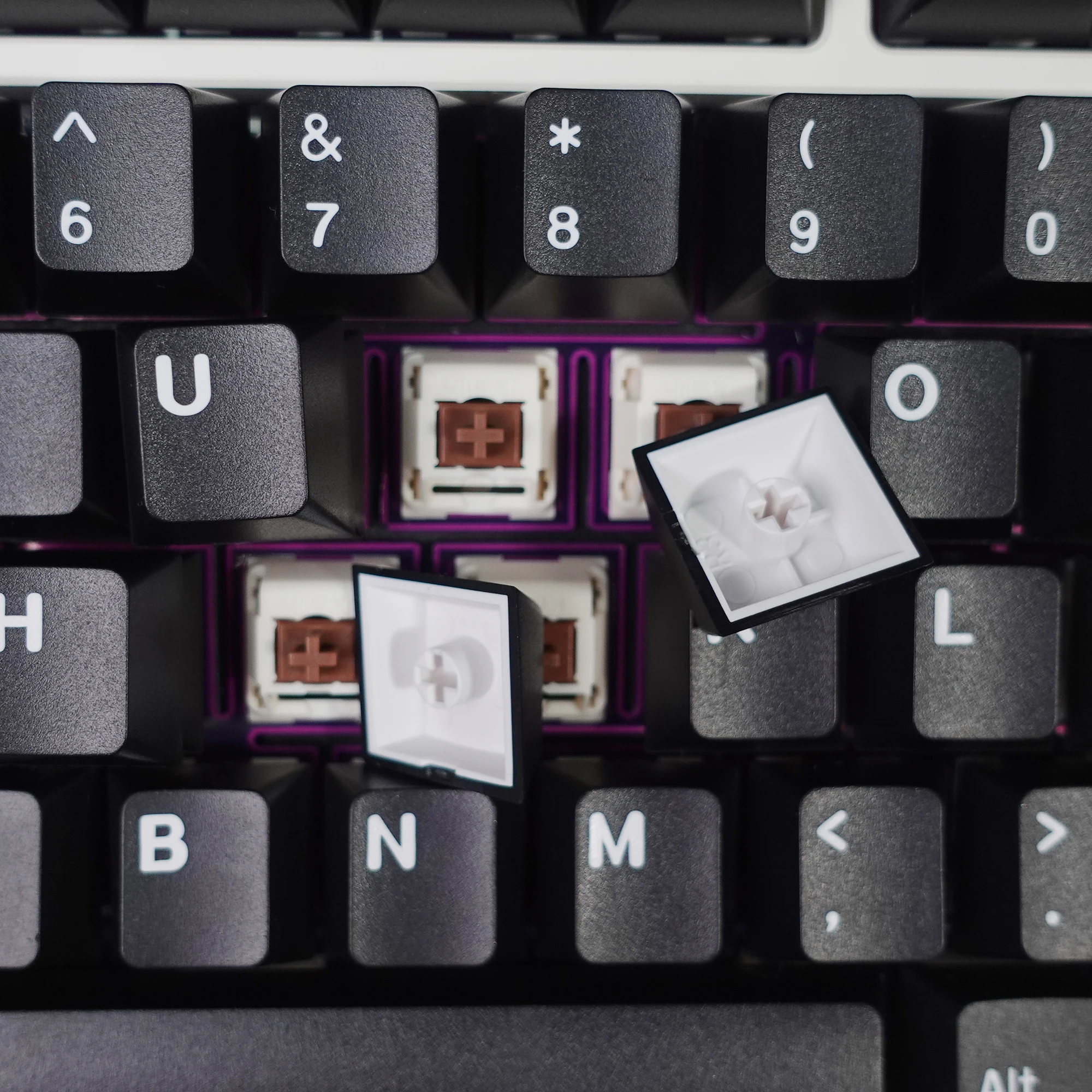 Retro Gaming Double Shot PBT Black and White Keycaps - Cherry Profile, ISO Layout