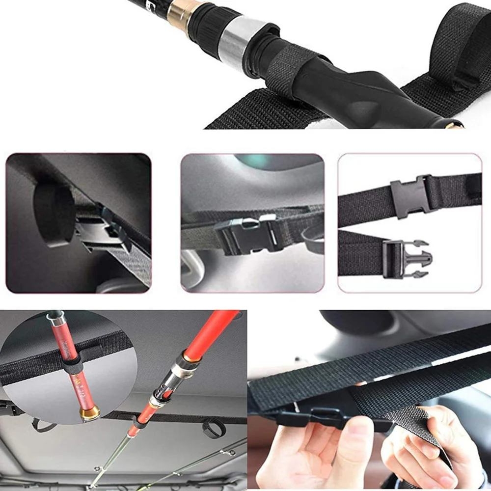 A  pair Vehicle Rod Carrier Rod Holder Belt Strap With Tie Suspenders Wrap Fishing Tackle Boxes Tools Box Accessories