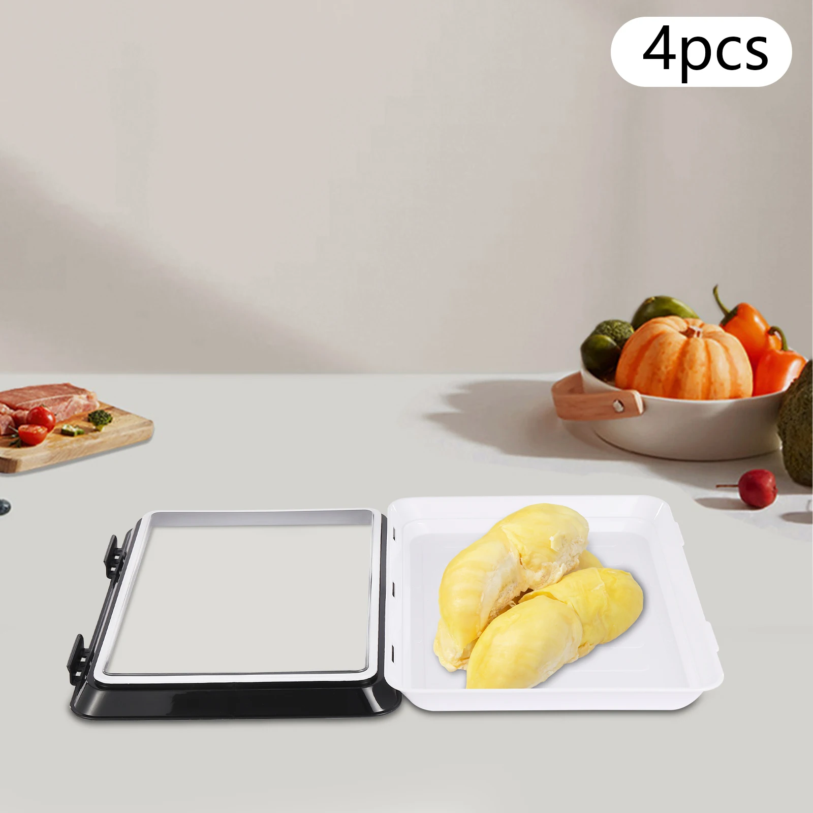 8pcs/6pcs/4pcs Reusable Food Storage Containers Airtight Lock Freshness Plates Set Stackable for Fridge/Freezer