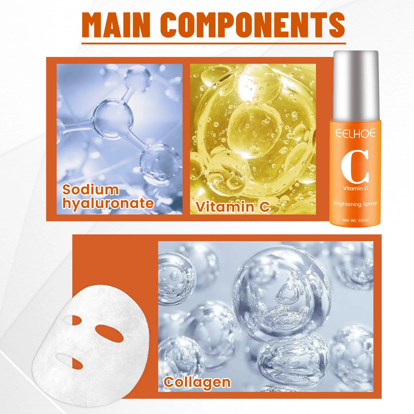 Vitamin C Whitening Face Serum Collagen Anti Wrinkle Facial Mask Anti-aging Fade Dark Spot Brighten Moisturizing Spray_voghion.com