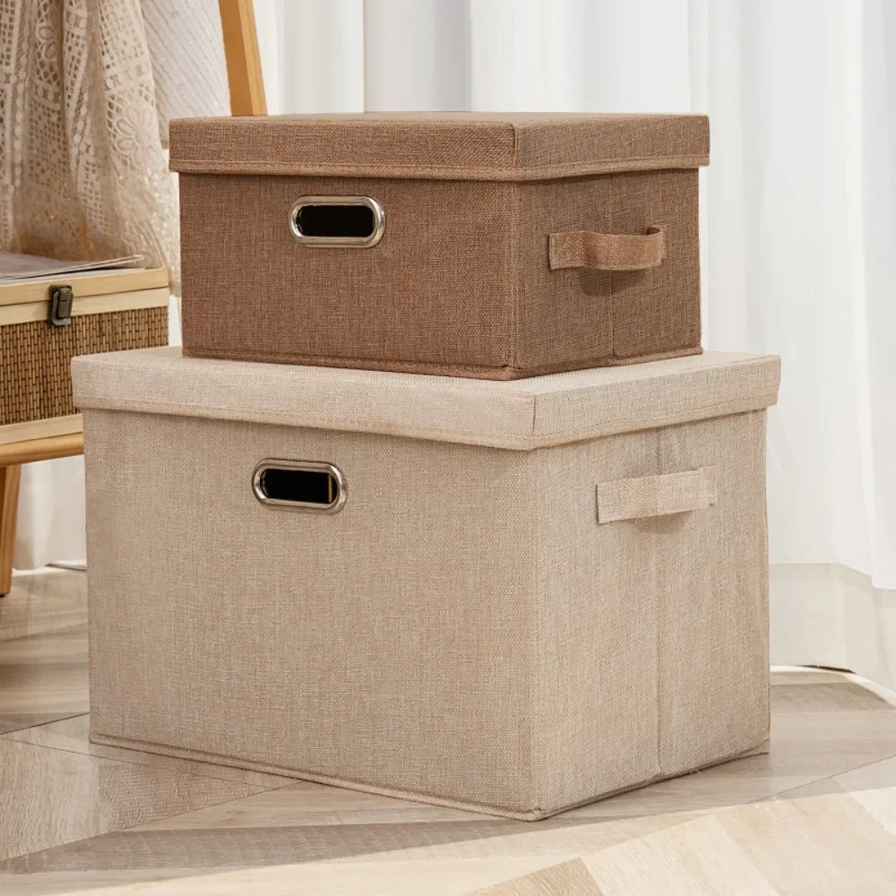 Cotton and Linen Covered Storage Box, Foldable Drawer, Wardrobe Storage and Organizing Box, Fabric Toy Storage Box 2