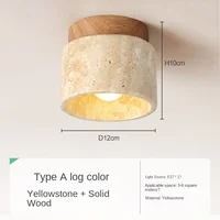 Led Ceiling Lamp Surface Mounted Downlight Japanese Style Stone Wood Light Round 110V220V For Living Room Corridor Porch Balcony 5