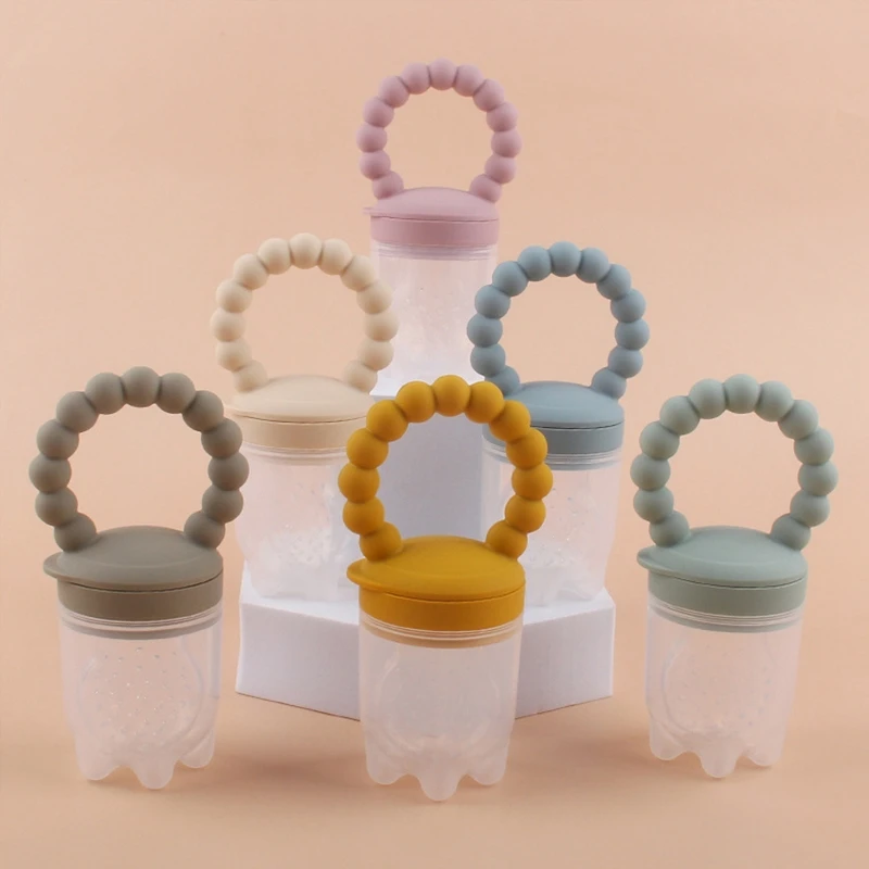 Baby Feeder Piggy Handle Fresh Food Feeder Teething Toys Fruit Pacifier for  Teething Baby Silicone Training Nipple Bite Bag