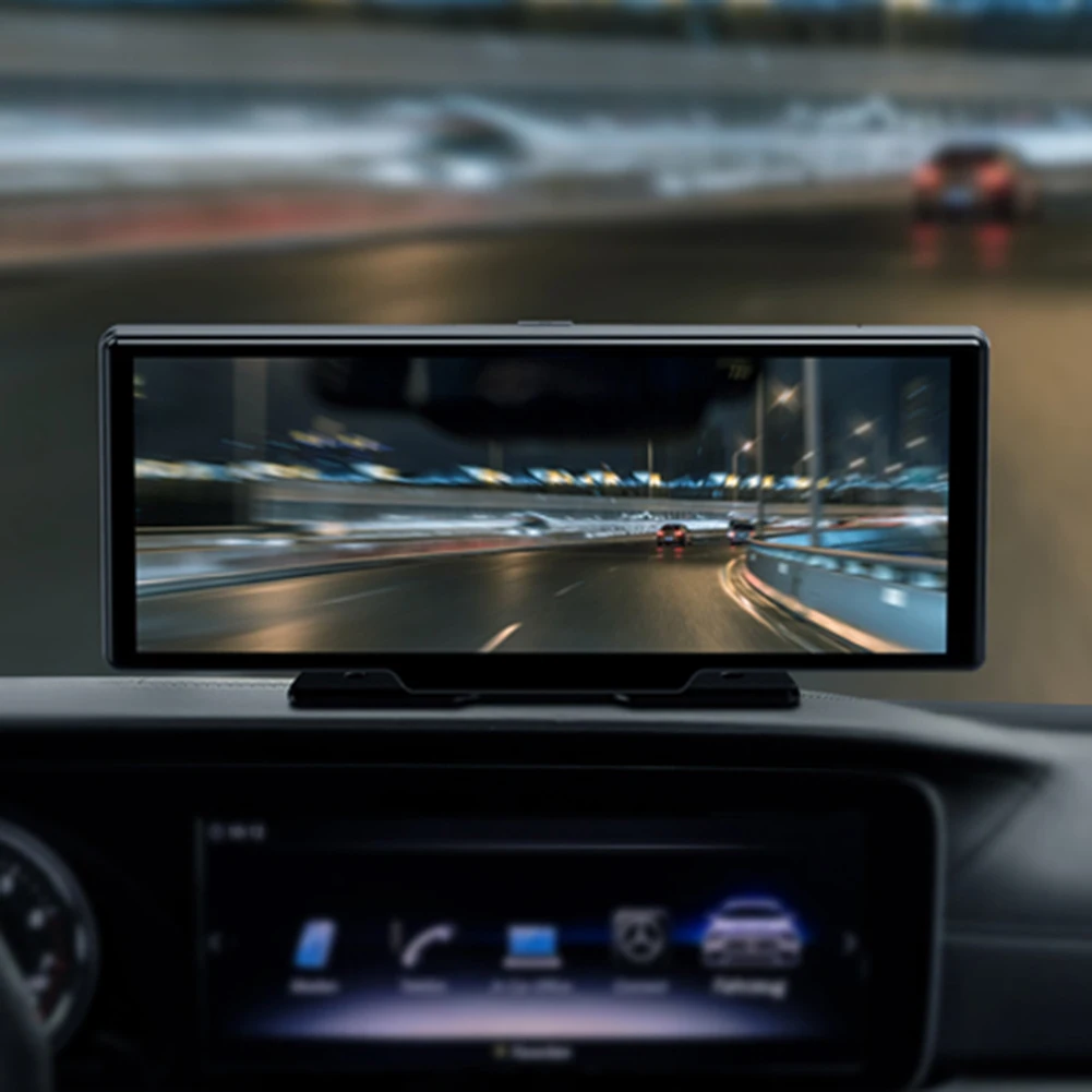

10.26 Inch Car DVR LCD Touch Screen Wireless Carplay Android Auto Vehicle Driving Recorder WiFi Bluetooth-compatible Rear Camera