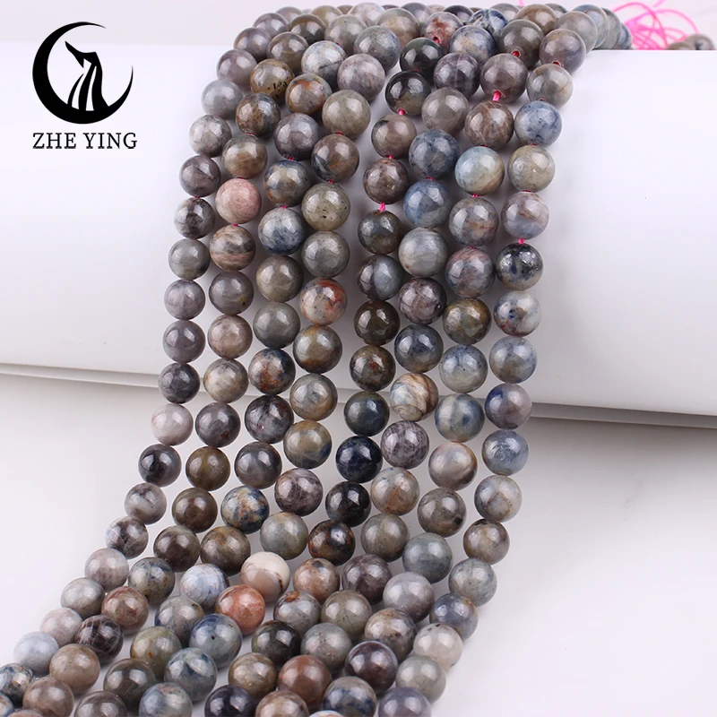 Zhe Ying Genuine Myanmar Sapphire Gemstone Beads Round Loose Natural Stone Beads for Jewelry Making Diy Accessories