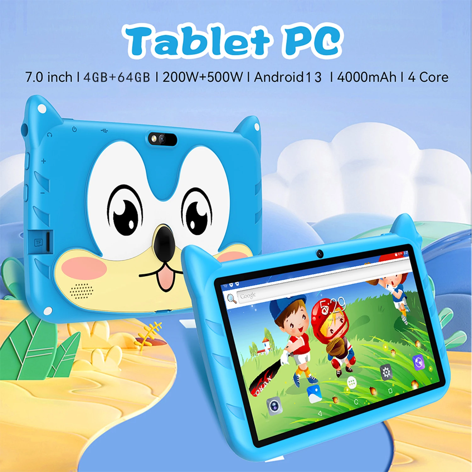 New 7 Inch 5G WiFi Kids Tablets For Study Education Android 13 Quad Core Google Play Children’s Gift Tablet PC 4GB RAM 64GB ROM