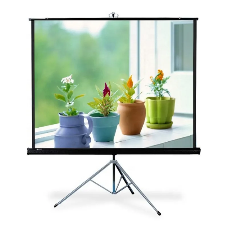 100" 120" 150" Stativ-Projektionsleinwand, Einziehbare Mattweiße Projektionsleinwand mit Heimkino-Außenständer