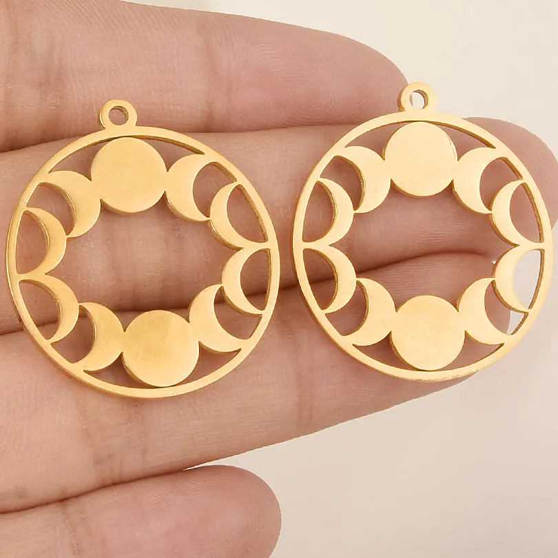 5 stücke Gold Farbe Pvd Edelstahl Hexe Knoten Schlange Blut Mond Anhänger Für Schmuck Machen Liefert DIY Schlüsselbund Ohrringe charme – Detail 6