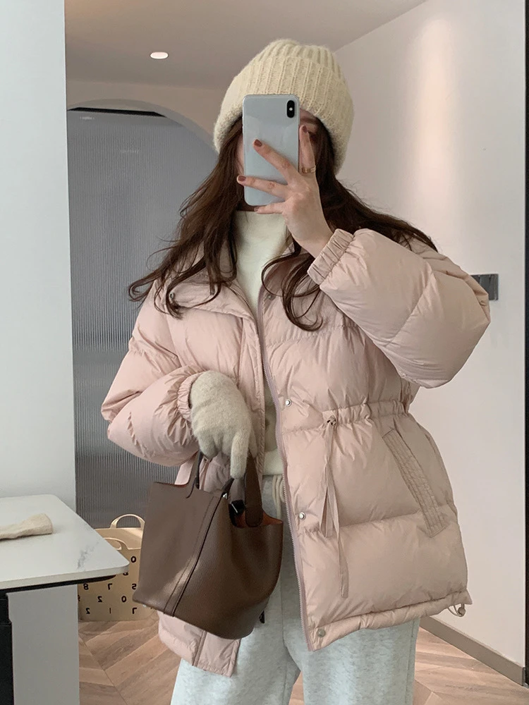LY VAREY LIN New Autumn Winter Hooded Ultra Light Down Jacket Women Casual  Patchwork White Duck Down Coat Loose Warm Outwear