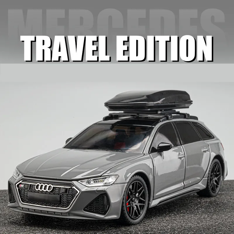 1/24 Audi RS6 Toy Car Model 1:24 Diecast Racing Vehicle Miniature Pull Back Sound Light Doors Openable Collection Gift For Kid 2
