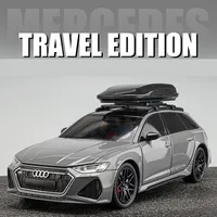 1/24 Audi RS6 Toy Car Model 1:24 Diecast Racing Vehicle Miniature Pull Back Sound Light Doors Openable Collection Gift For Kid 2