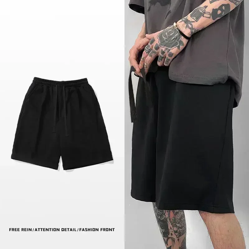 Modern urban chic men's hip hop cotton shorts with elastic waist.