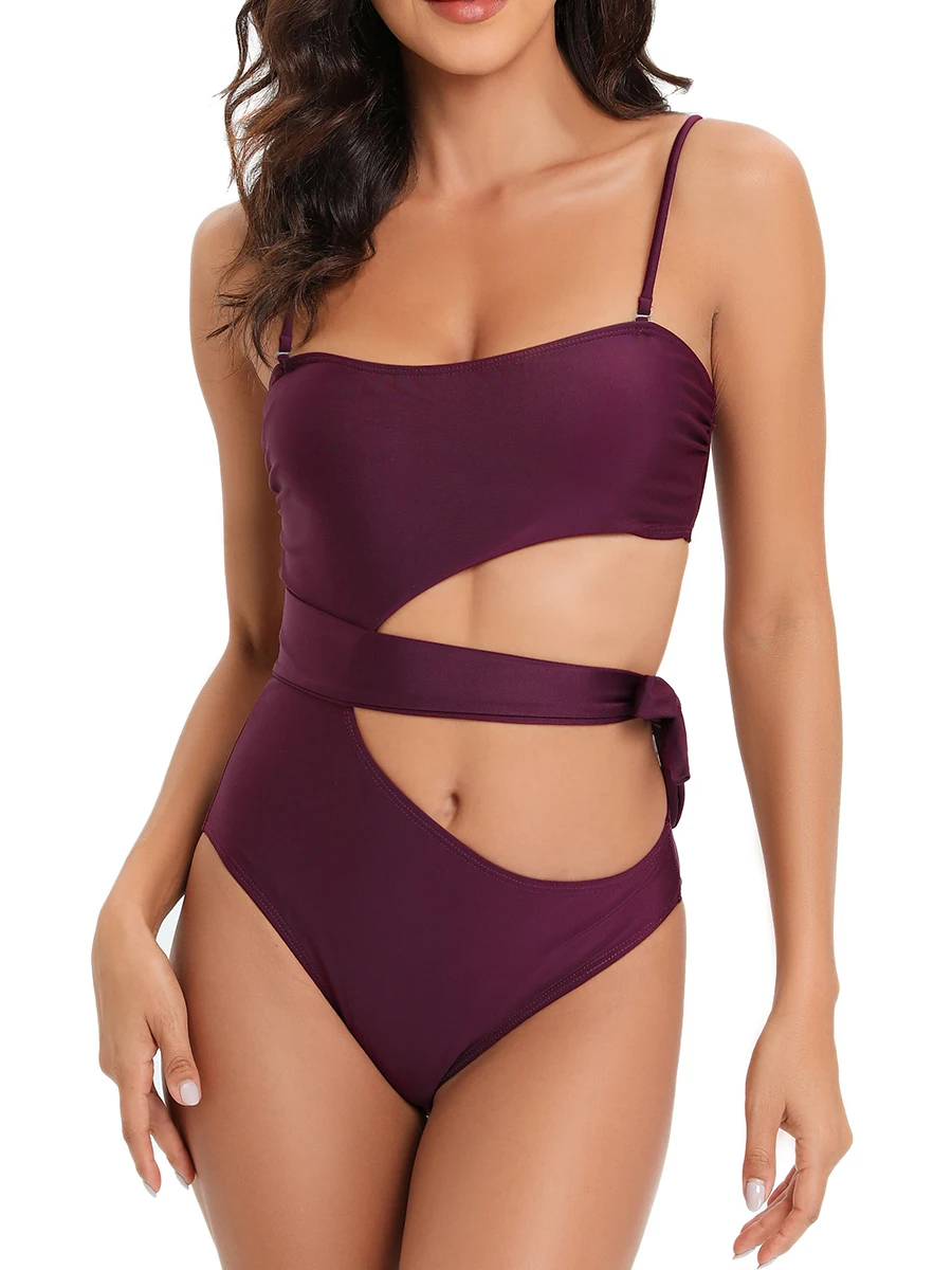

Hollow Women Swimwear Female One Piece Swimsuit 2023 Cut out Bathing Suit Padded Beachwear Swimming Summer Monokini