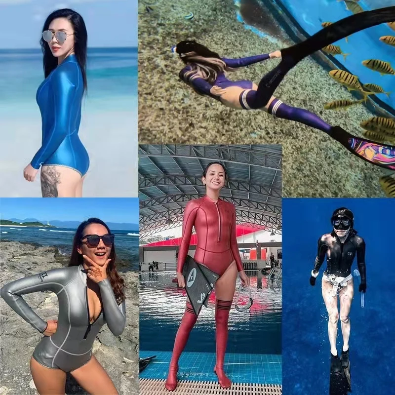 Bestdive-女性用ウェットスーツセット,2mm,滑らかな肌,本革,ウェット 