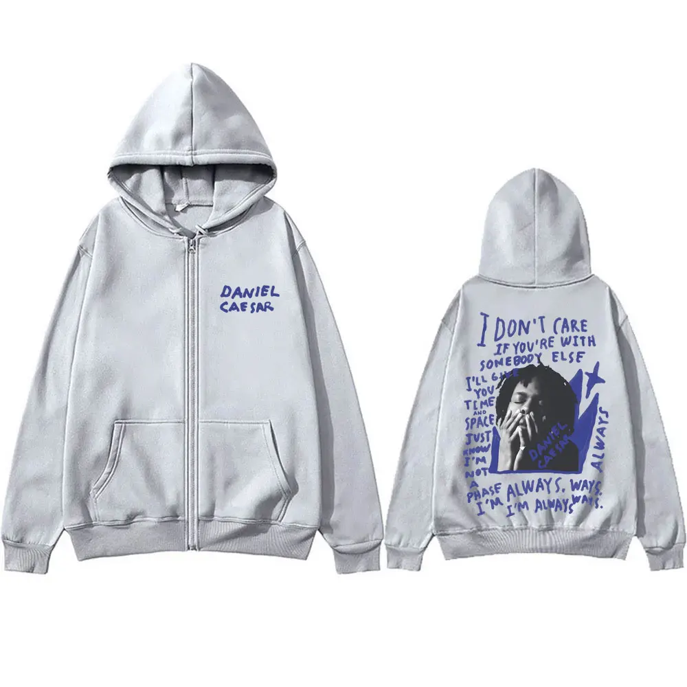 Singer Daniel Caesar Never Enough Always Zipper Hoodie Men Fashion Hip Hop Zip Up Jacket Men's Casual Oversized Zip Up Hoodies