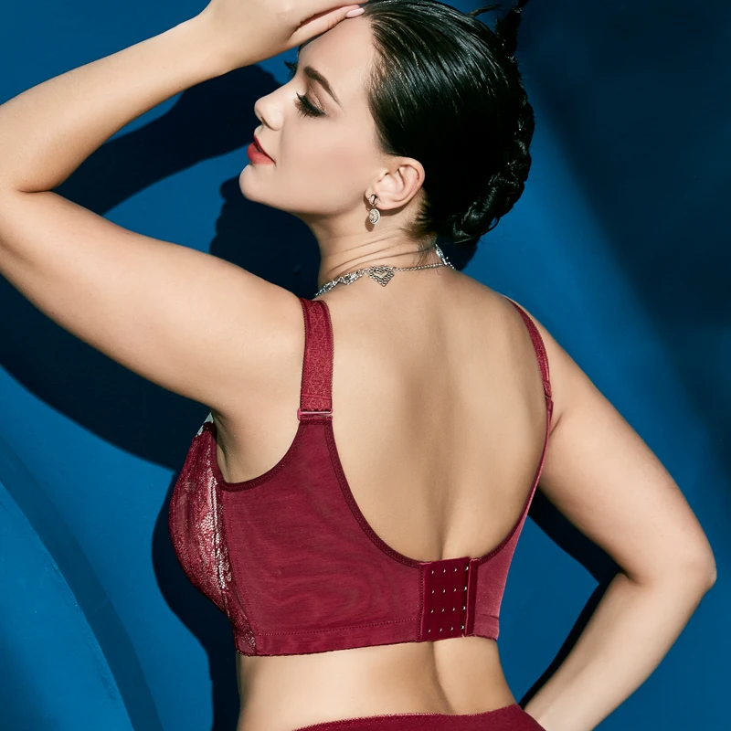 Reggiseno in pizzo da donna a copertura totale con ferretto leggermente imbottito Balconette 34 36 38 40 42 44 46 BBEFGH IJ - immagine 3