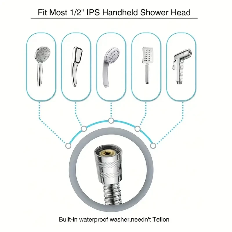Flexible Stainless Steel Plumbing Hose Shower Head Tube Flexible Bathroom Pipe 1-1.5m Bath Accessories