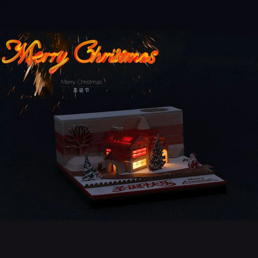 

Merry Christmas Cabin Three-dimensional Sticky Note 3d Desktop Gifts Memo Paper Ornaments Home Pad House Carving Decoration F1n8