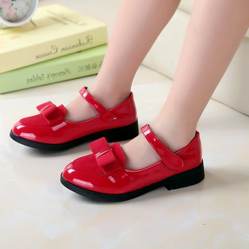 Children Synthetic Leather Mary Jane Little Girl Princess Shoes Soft Soled Bow Single Shoes 3