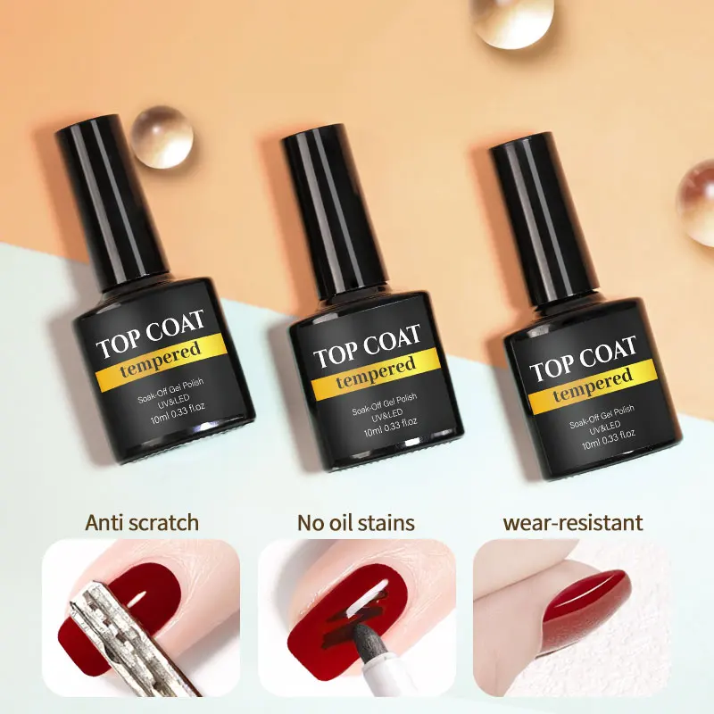 10ml Tempered Top Coat Nail Art Matte Top Base Coat UV Blooming Gel Reinforce Gel Varnish Polish UV LED NAILCO