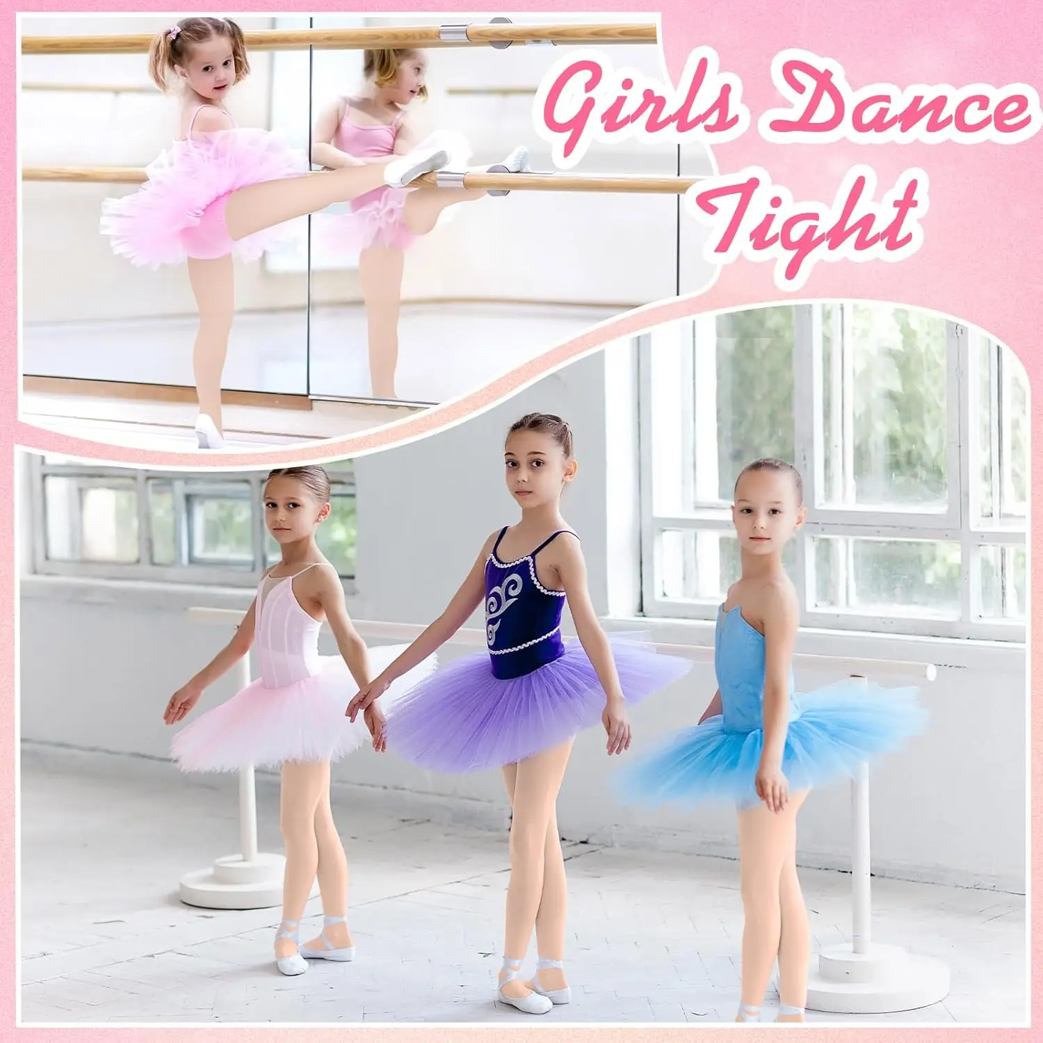 Girls Ballet Dance Tights Stockings 1-8 Year 3/2/1 Pairs