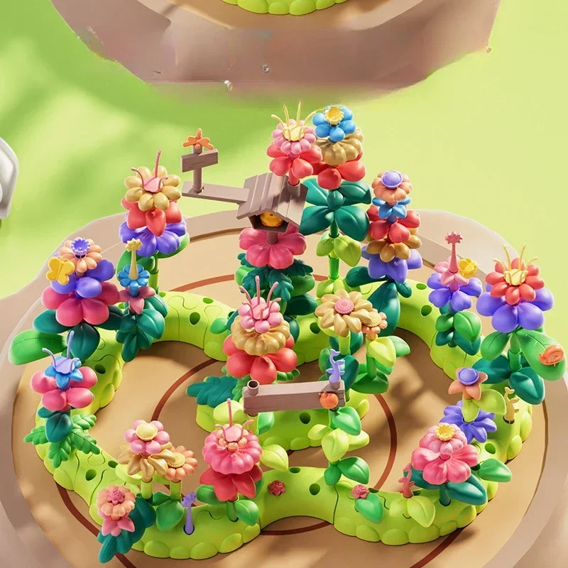 

DIY Flower Garden Building Toys Growing Flower Blocks Playset for Kids, Preschool Educational Set for Age 3-7 Years Boys Girls