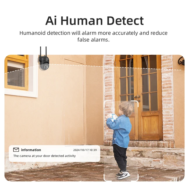 2K 4MP Auto Tracking PTZ Security Camera, 2.4G WiFi Outdoor IP Camera with Two-Way Audio, Night Vision, Smart Motion Detection, 5