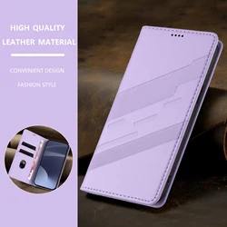 Luxury Textured Leather Case with Magnetic Card Slot and Anti - Drop Protection for Poco F7 (PURPLE)