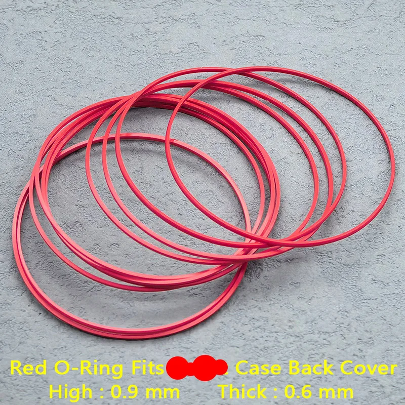 Set of Red Waterproof Gasket Rings (25-40mm Diameter) for Watch Case Back Cover