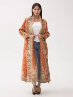 Miyake Pleated Vintage Printed Turn-down Collar Long Sleeve Long Jacket Women Designer Abaya New Dubai Fashion Plus Size Coats 1