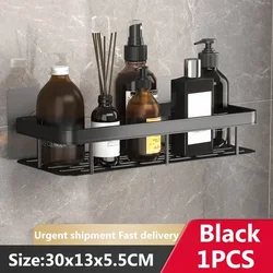 Wall - Mounted Bathroom Organizer: No - Drill Shower Shelf & Storage Holder (Black - A)