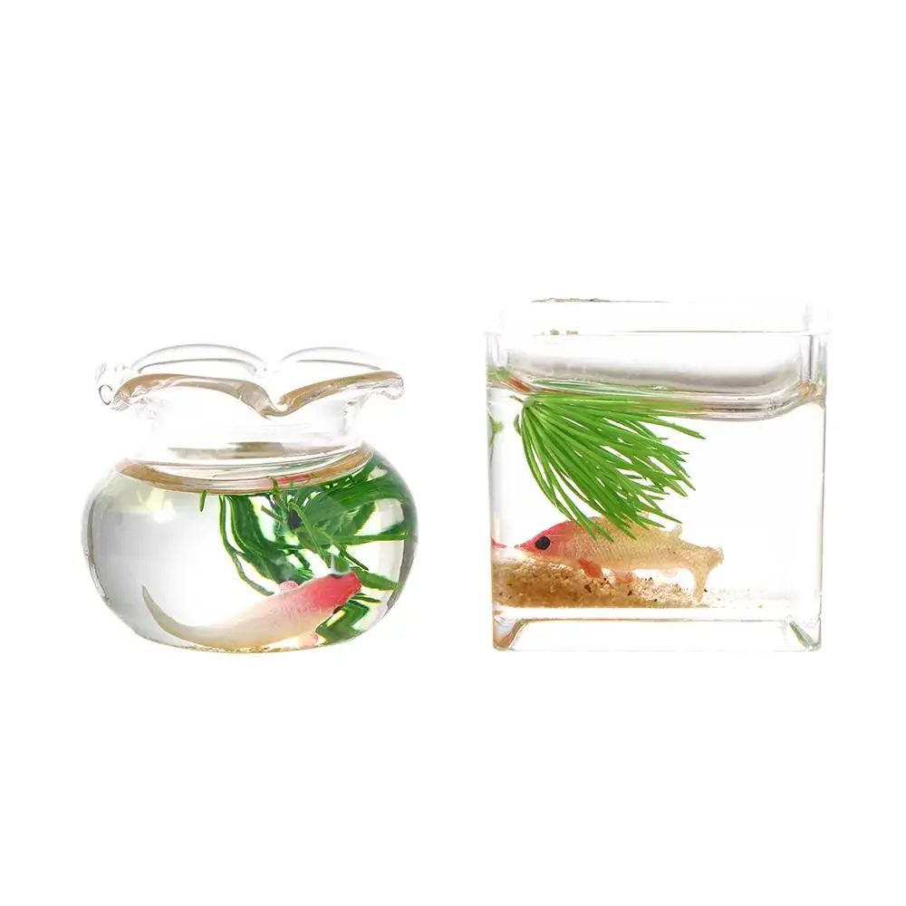 

Dollhouse Decals Dolls Decoration Pretend Toy Glass Fish Tank Model Miniature Fish Bowl Dollhouse Miniature Miniature Fish Tank