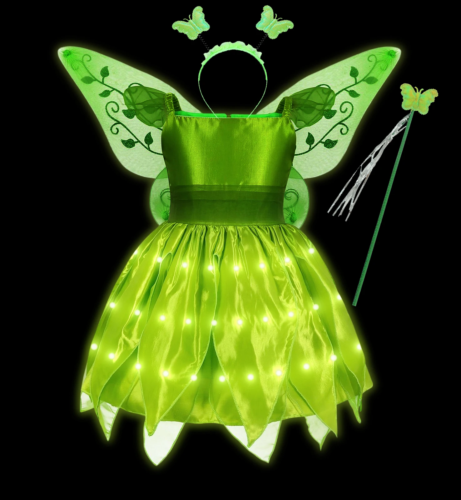 thumbnail image 1 of Frozen Girls Elsa Anna LED Light Up Princess Dress for Kids Cosplay Party Clothes Mermaid Rapunzel Snow White Carnival Prom Gown, 1 of 5