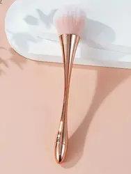 Rose Golden Fan Makeup Brush - Soft Hair for Powder, Highlighting & Blush Application (1PC Rose Gold)